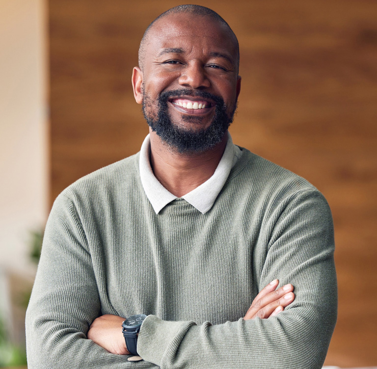 a man smiling for the camera